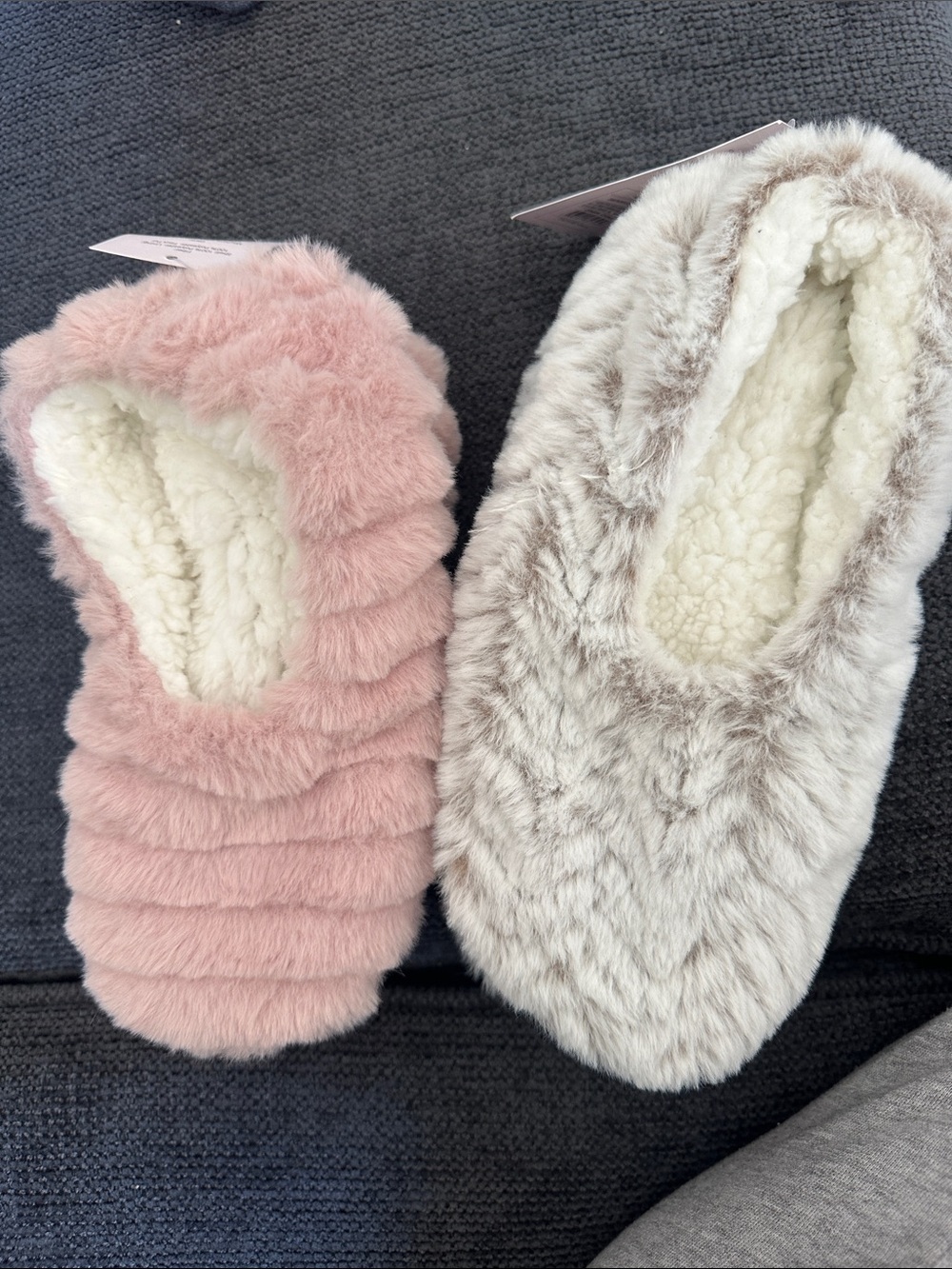 Auden Plush Fleece Slip-On Slippers - Pink & Light Gray